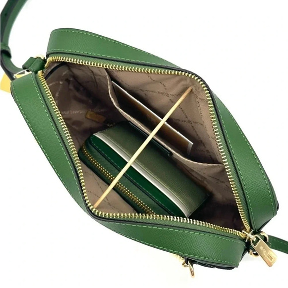 Michael Kors Large EW Zip Chain Crossbody Bag & ZA Card Case Wallet Fern Green - Picture 14 of 15